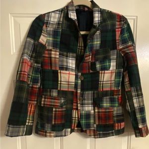 Polo Ralph Lauren Boys Plaid Patchwork Sport Coat Blazer Sz 10-12